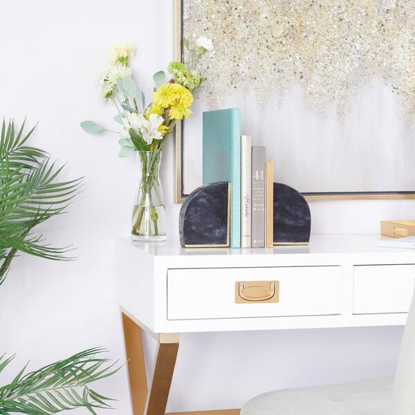 CosmoLiving by Cosmopolitan Black Marble Geometric Bookends