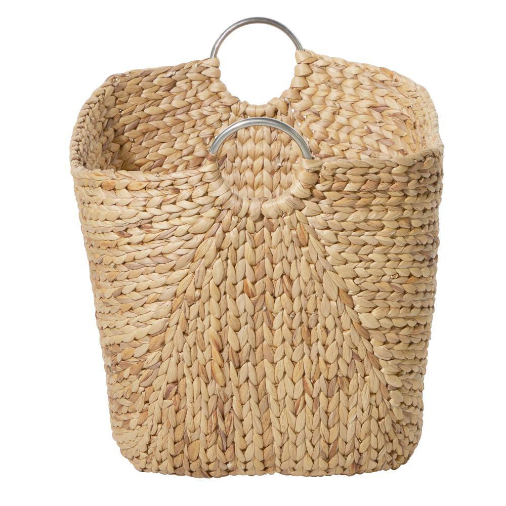 Large Round Seagrass Storage Basket with Metal Handles