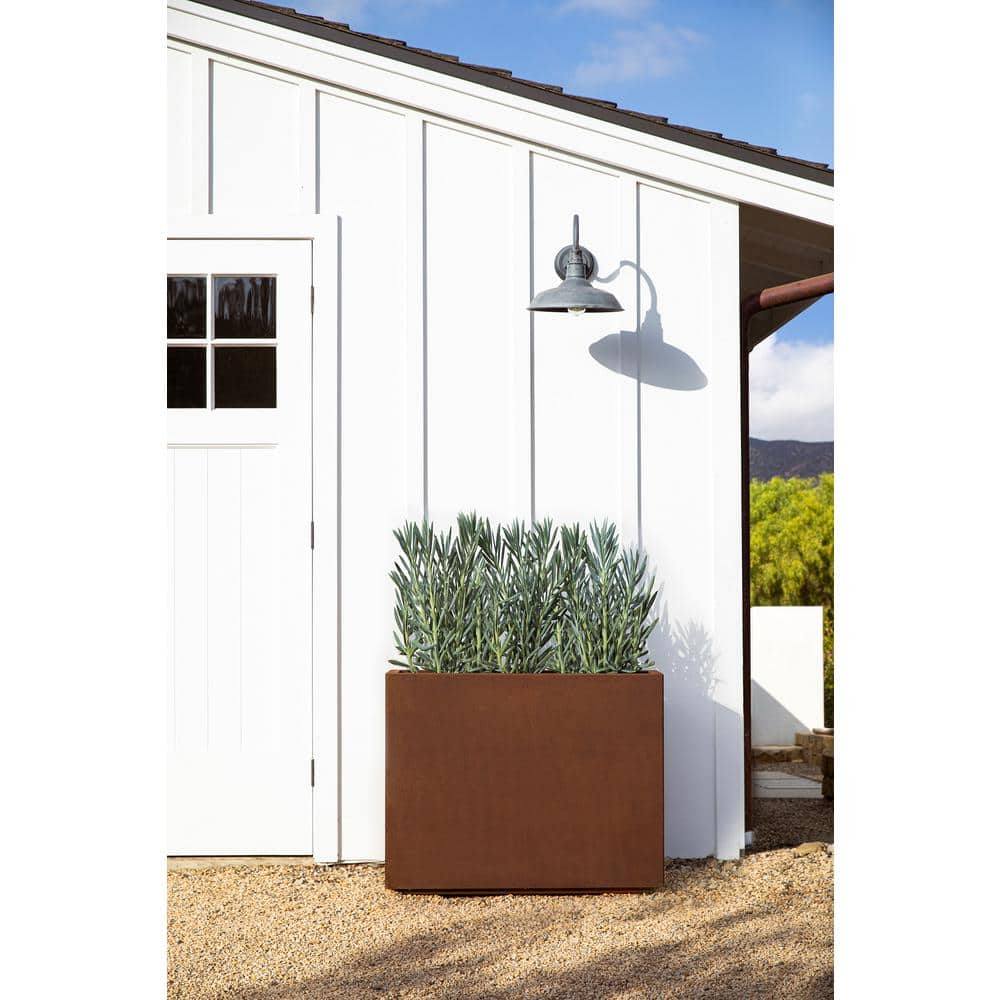 Elegant Corten Steel Rust Finish 24" Outdoor Planter