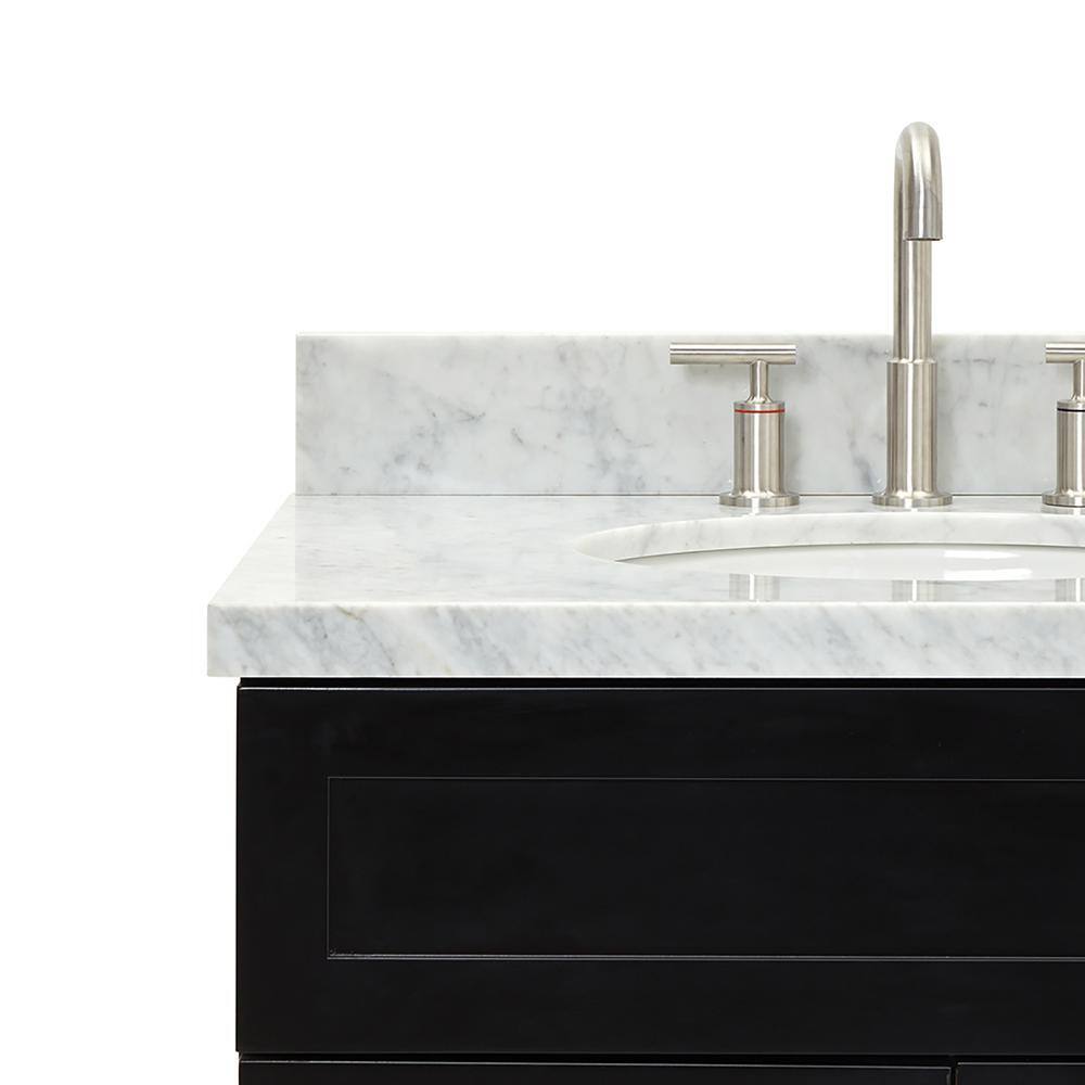 Black and Carrara White Marble 31" Freestanding Single Vanity