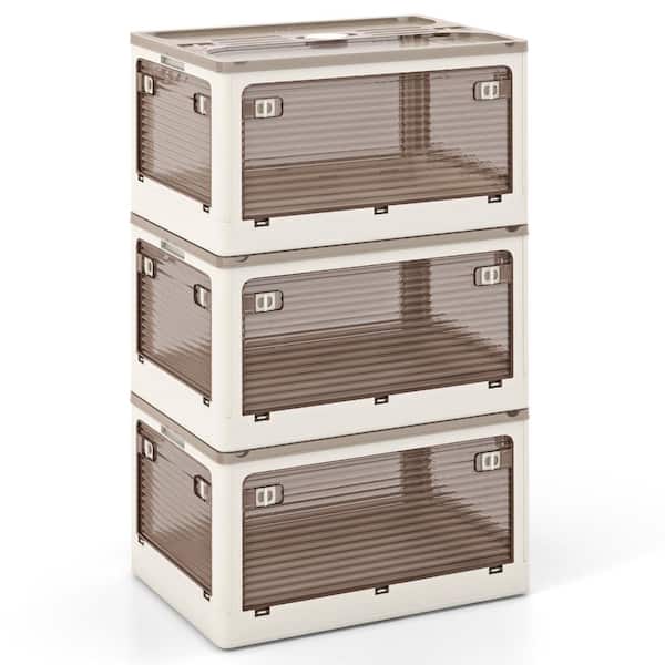 3-Pack Stackable Storage Bins with Lids and 5 Opening Ways for Home Organization, 11.5 Gallon