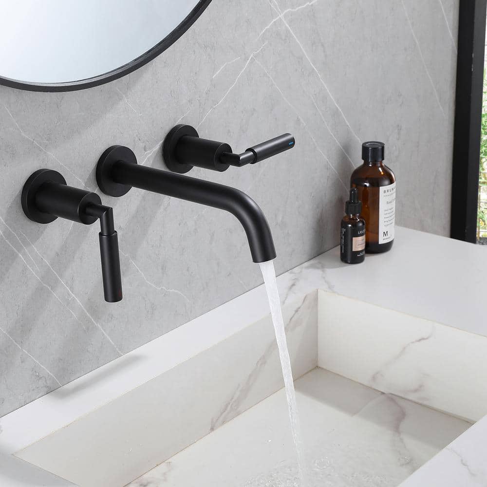 Matte Black Wall-Mounted Solid Brass Bathroom Faucet