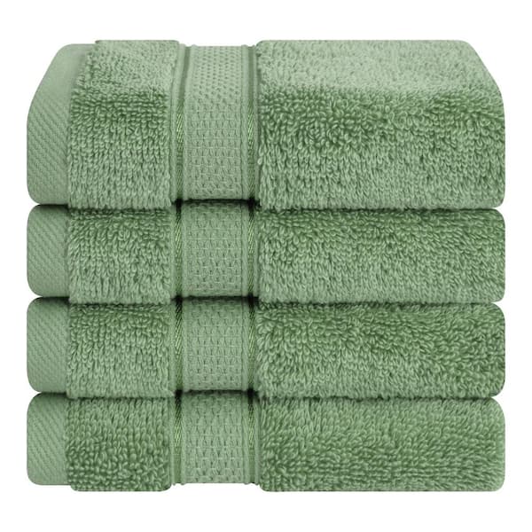 Salem Luxury 4-Pack Washcloth Set, 100% Cotton, 13 in. W. x 13 in. Washcloths, Sage Green Bath Towel Set