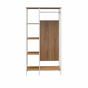 Wardlaw Walnut Metal/Particleboard Open Wardrobe Clothes Rack 37.4 in. W x 71 in. H x 15.75 in. D