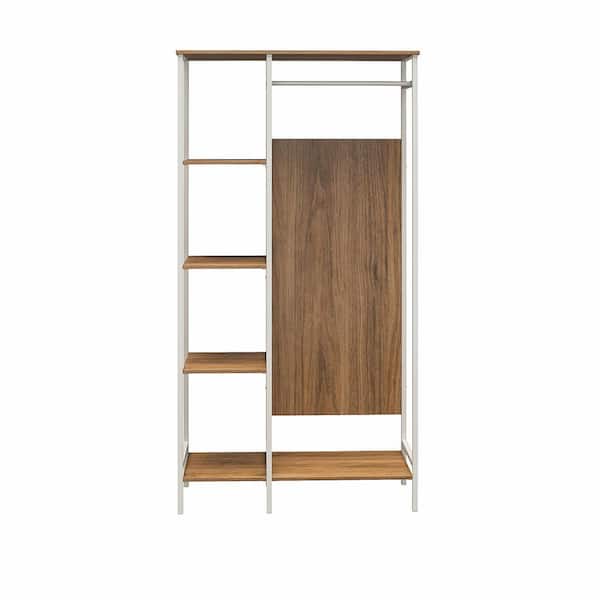 Ameriwood Home Wardlaw Walnut Metal/Particleboard Open Wardrobe Clothes Rack 37.4 in. W x 71 in. H x 15.75 in. D