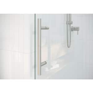 60 in. x 60 in. Frameless Bath Tub Sliding Shower Door in Brushed Nickel