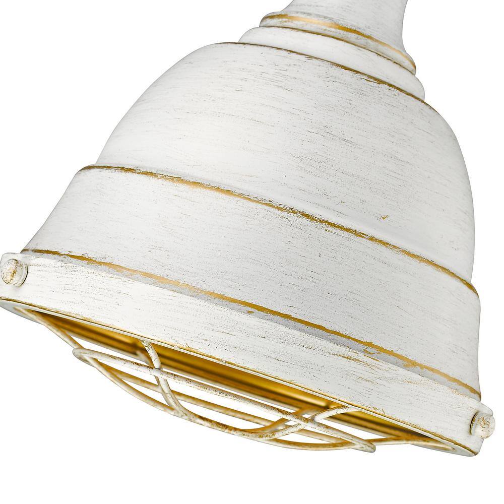 French White Rustic Mini Pendant Light with Caged Diffuser