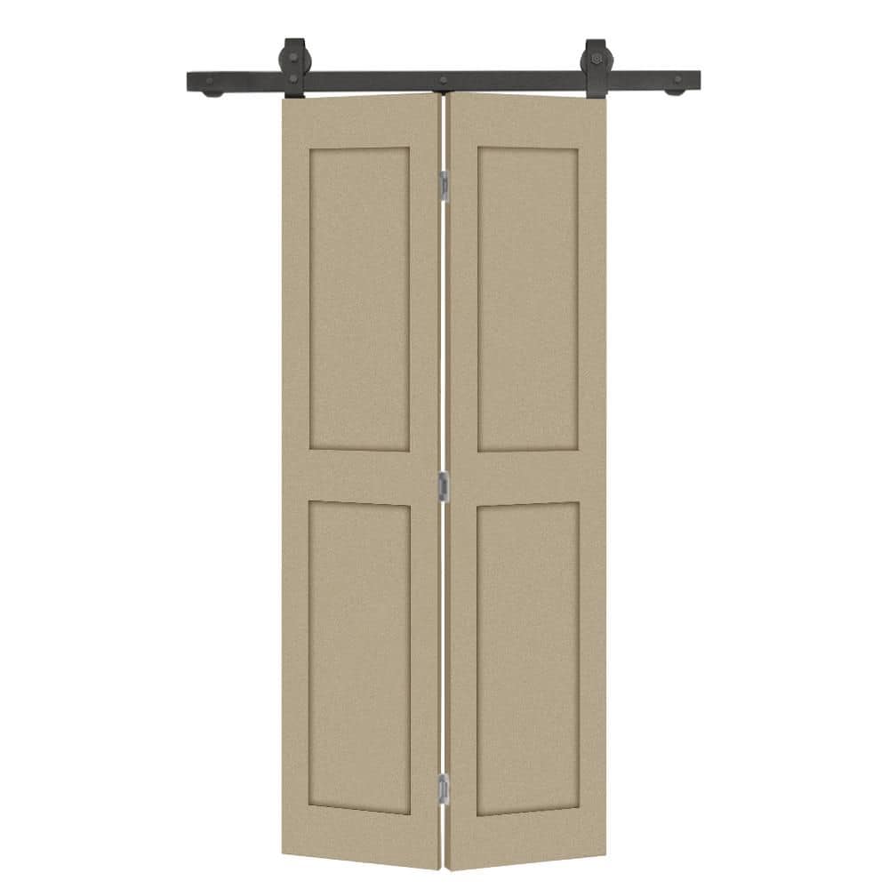 28 in. x 84 in. 2 Panel Shaker Hollow Core Unfinished Composite Bi-fold Door with Sliding Barn Door Hardware Kit price history on PriceWatchPro