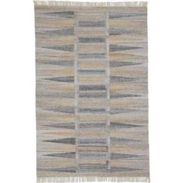 HomeRoots Tan and Gray Geometric 10 ft. x 13 ft. Area Rug