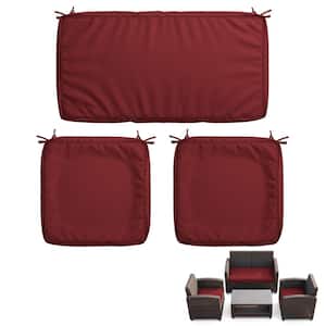 3-Piece Outdoor Patio Replacement Cushion Slipcovers for 4-Seater Wicker Rattan Sofa, Burgundy(No Inserts)