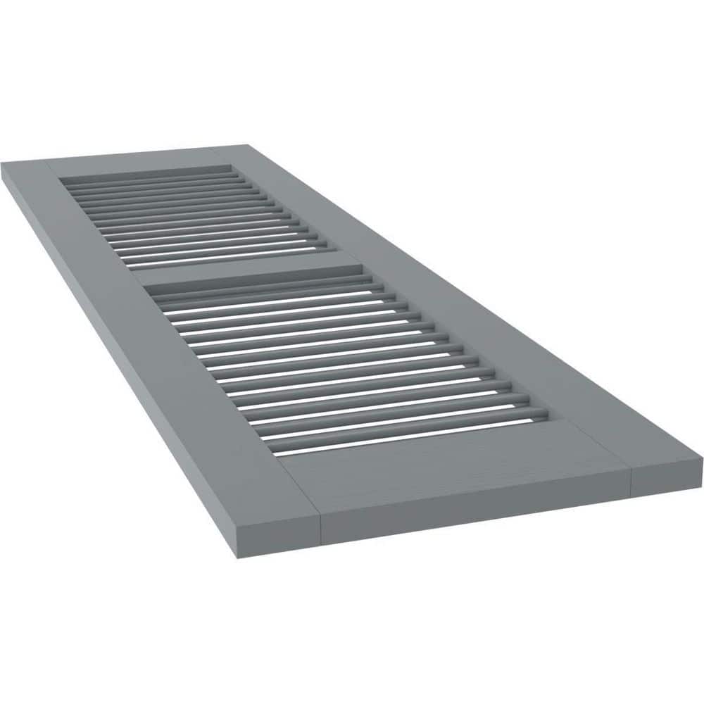 Ocean Swell Gray Mango Wood Exterior Shutters, 12"W x 39"H