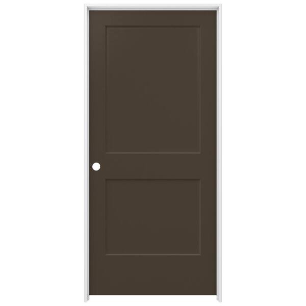 JELD-WEN 36 in. x 80 in. Monroe Dark Chocolate Right-Hand Smooth Solid Core Molded Composite MDF Single Prehung Interior Door