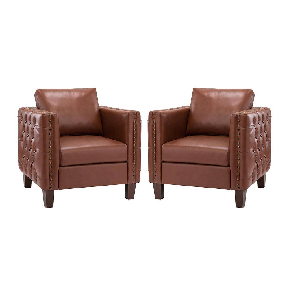 JAYDEN CREATION P1 A Cido Brown Club Chair With Nailhead Trim (Set Of 2 ...