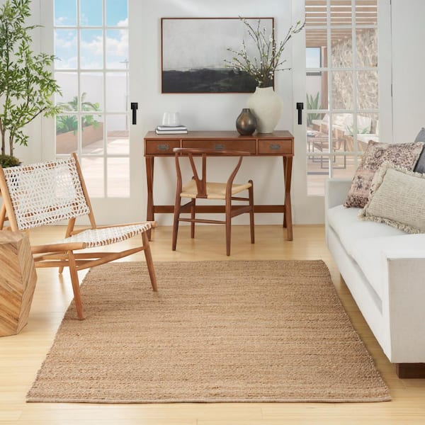 Natural Jute Natural 5 ft. x 7 ft. Solid Contemporary Area Rug