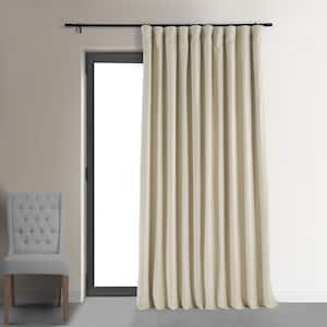 Ivory Velvet Rod Pocket Blackout Curtain - 100 in. W x 120 in. L (1 Panel)