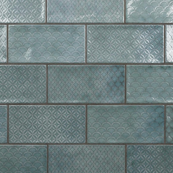 Merola Tile Camden Decor Emerald 4 in. x 8 in. Ceramic Wall Tile (11.5 sq. ft./Case)
