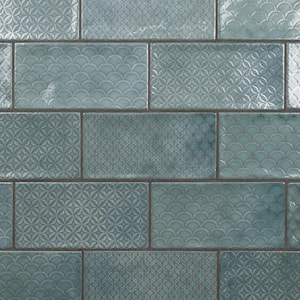Camden Decor Emerald 4 in. x 8 in. Ceramic Wall Take Home Tile Sample