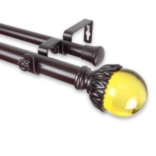 Rod Desyne Pixie 160 in. - 240 in. Adjustable 1 in. Dia Double Curtain Rod in Mahogany