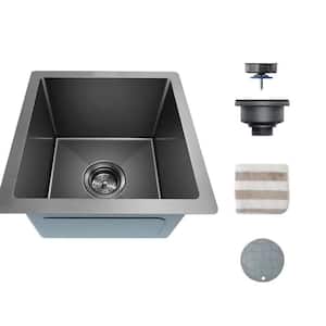 Gloss Black Stainless Steel 14 in. Single Bowl Sink Undermount Kitchen Sink without Workstation