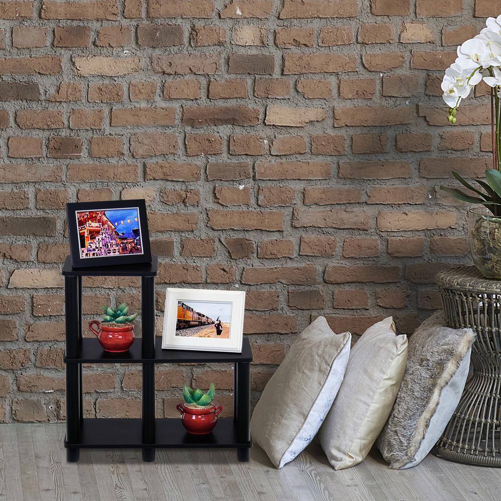 Espresso Adjustable Wood Kids Toy Storage Shelf with Cubes