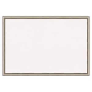 Salon Scoop Pewter Wood White Corkboard 38 in. x 26 in. Bulletin Board Memo Board