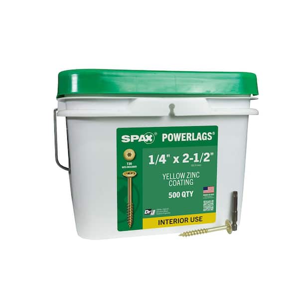 SPAX 1/4 in. x2-1/2 in. Interior Washer Head Structural Wood Lag Screws Powerlags TorxT-Star(500 Each) Bulk Pail Bit Included