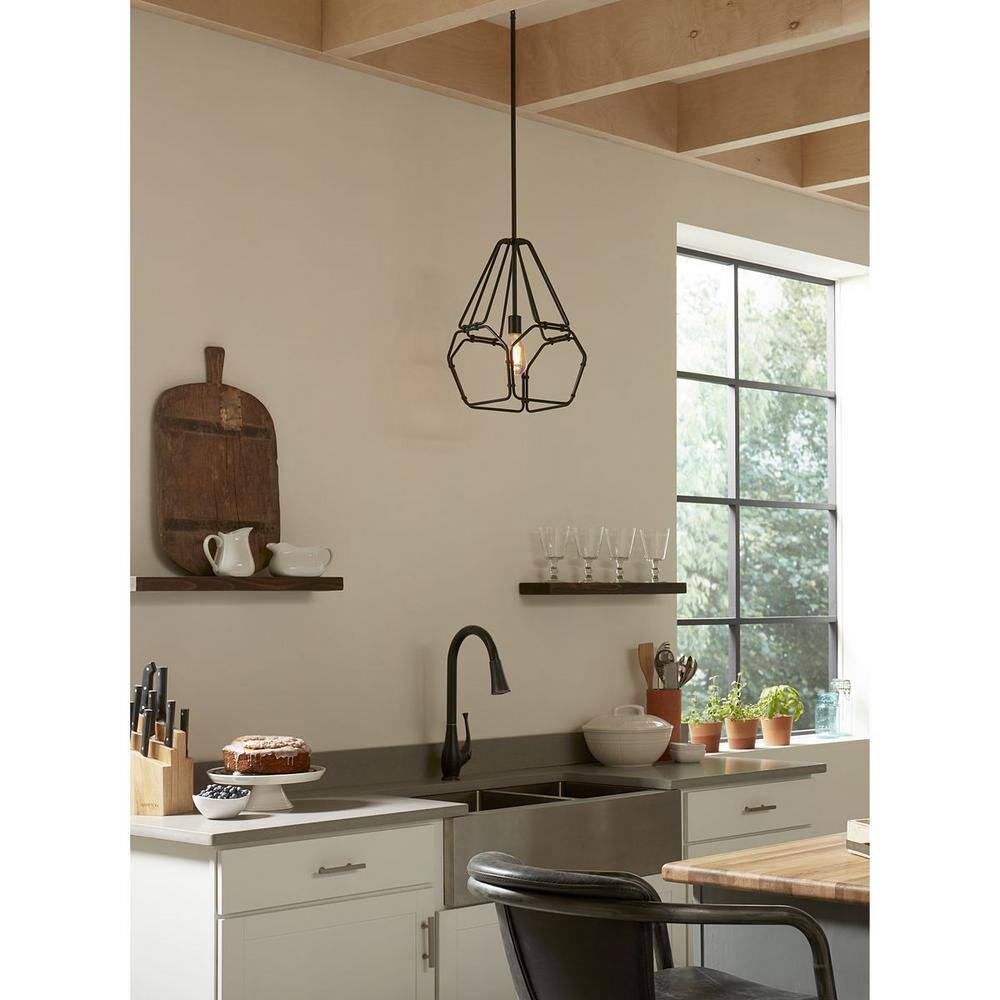 Ballinger 12.5" Matte Black Rustic Farmhouse Pendant Light