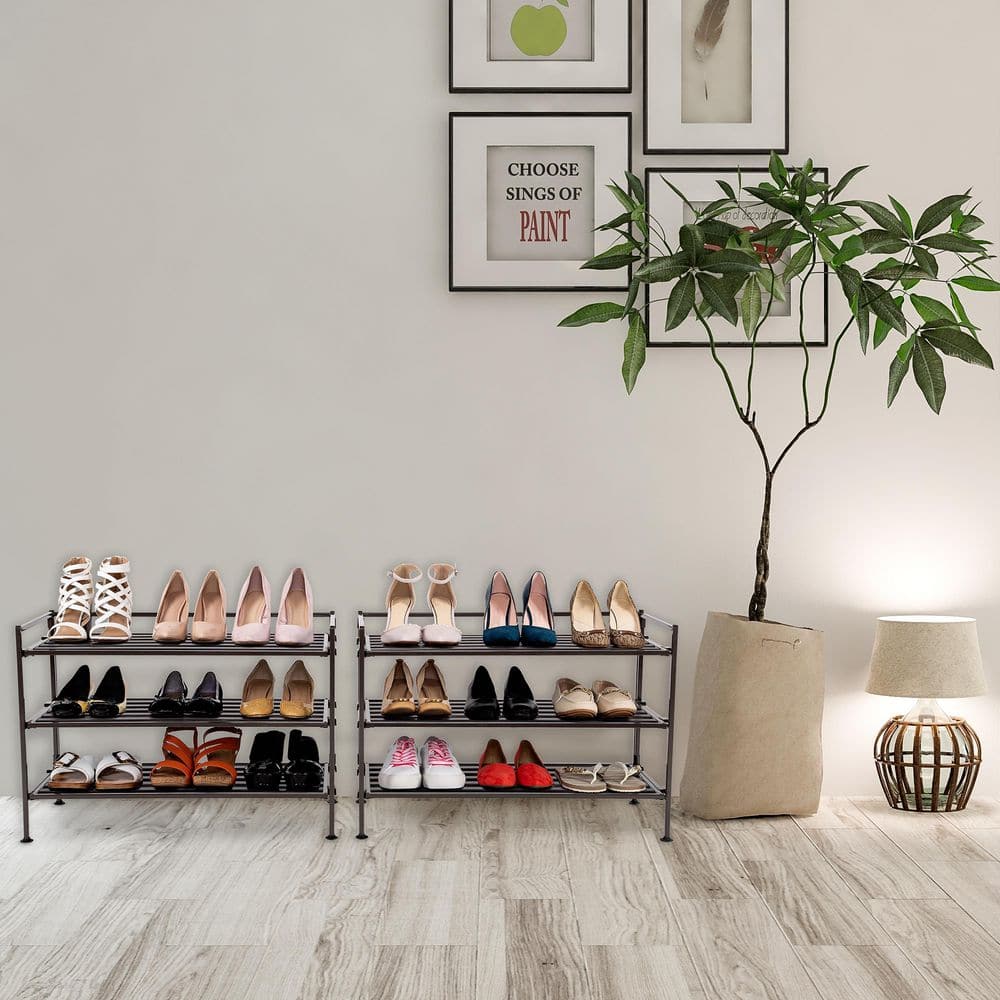 Espresso Metal 3-Tier Stackable Shoe Storage Rack