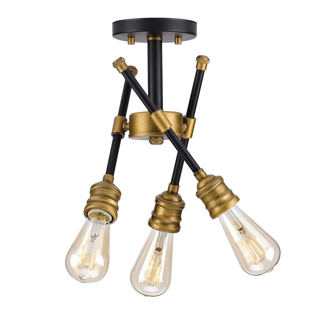 Progress Lighting Landrum 16 in. 3Light Black SemiFlushmount with