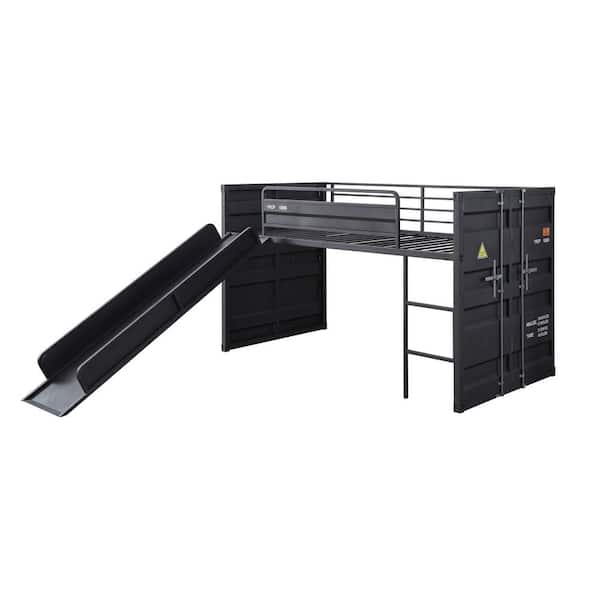 Acme Furniture Cargo Gunmetal Twin Loft Bed with Slide