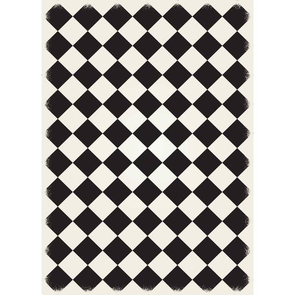 Aspen Brands Diamond European Design  5ft x 7ft black & white with a weather aged finish Indoor/Outdoor vinyl rug.