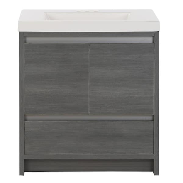 Oakes 31 in. Single Sink Phantom Bath Vanity with White Cultured Marble Top (Assembled)