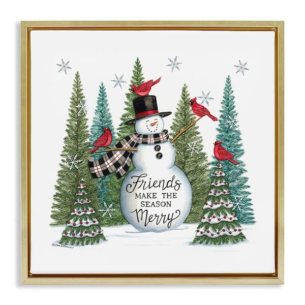 Stupell Industries Winter Friendship Snowman by Deb Strain 1-Piece Floater Frame Graphic Print Typography Poster Art Print 18 in. x 18 in.