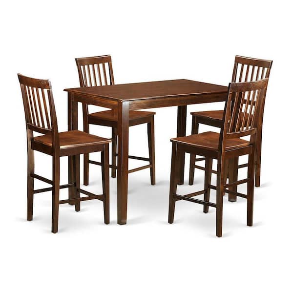 East West Furniture 5-Piece Mahogany Finish Solid Wood Top - Dining Room Set - Seats 4