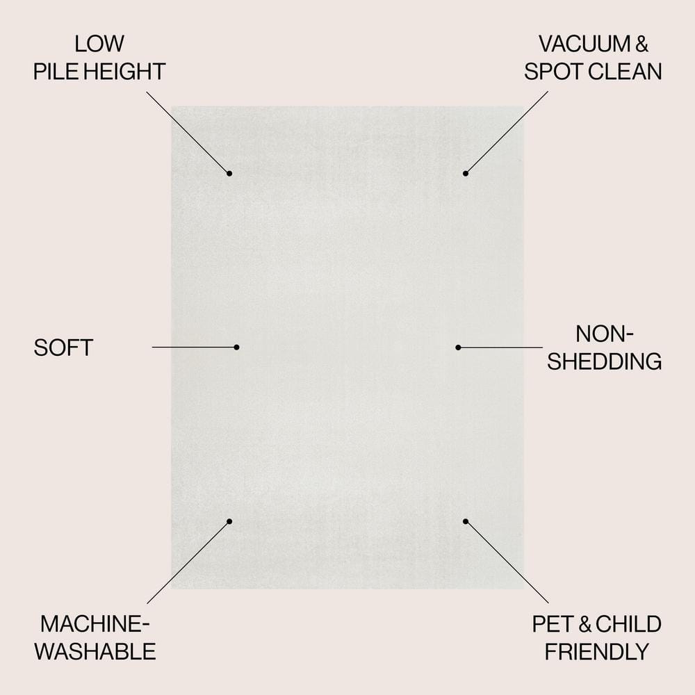 Cream 4' x 6' Synthetic Washable Rectangular Area Rug