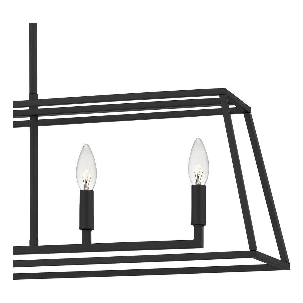 Matte Black Steel 5-Light Candle Island Chandelier