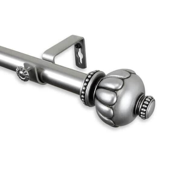 Rod Desyne Selma 160 in. - 240 in. Adjustable 1 in. Dia Single Curtain Rod in Satin Nickel