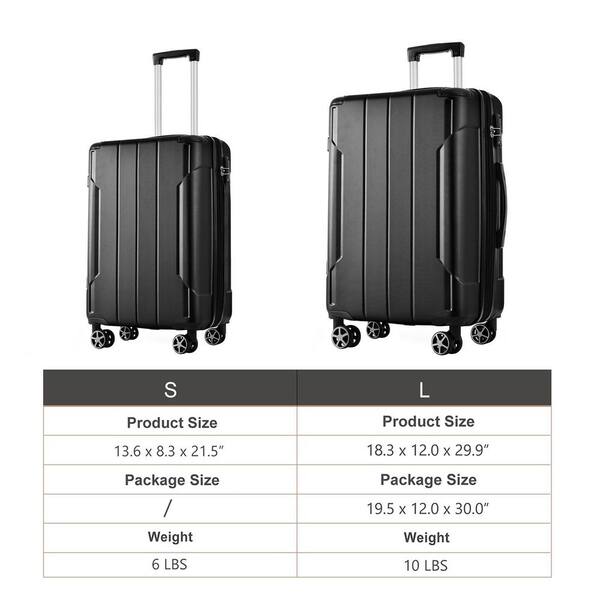 Naked City ボックスセット LIVACA 2-Piece Black ABS Plastic Hardshell Expandable Spinner