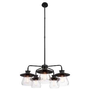 Nate 5-Light Oil Rubbed Bronze Chandelier with Clear Glass Shades