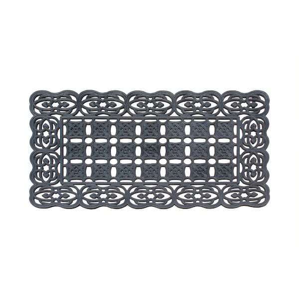 A1 Home Collections Decorative Design Black 22 in x 37 in Rubber Indoor/Outdoor Heavy Duty Durable Doormat