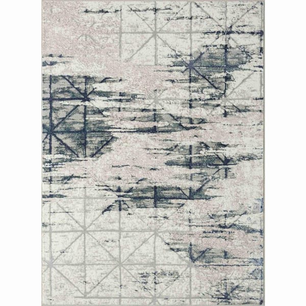 2 ft. x 3 ft. Blue and Gray Abstract Area Rug