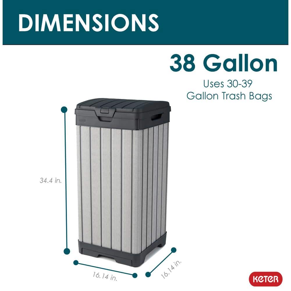 Gray Heavy Duty Plastic Outdoor Trash Can with Double Lid