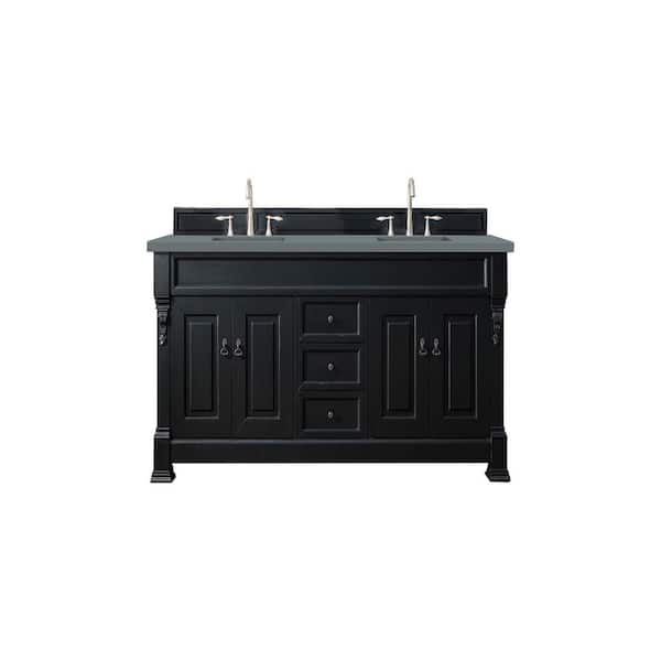 James Martin Vanities Brookfield 72 in. W x 23.5 in. D x 34.3 in. H Bathroom Vanity in Antique Black with Cala Blue Quartz Top