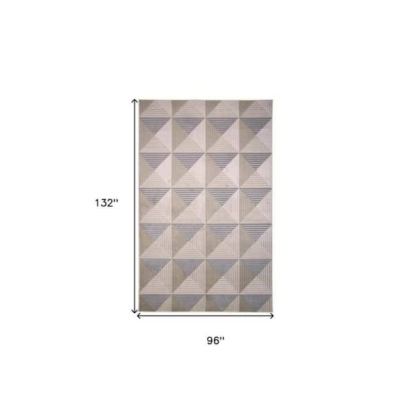 2 ft. x 8 ft. Gray, Ivory Geometric Area Rug
