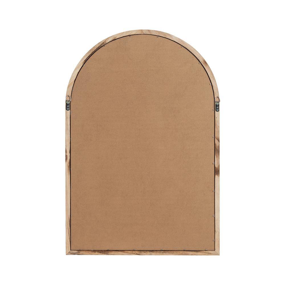 Charcoal Wood Arched Windowpane Decorative Wall Mirror
