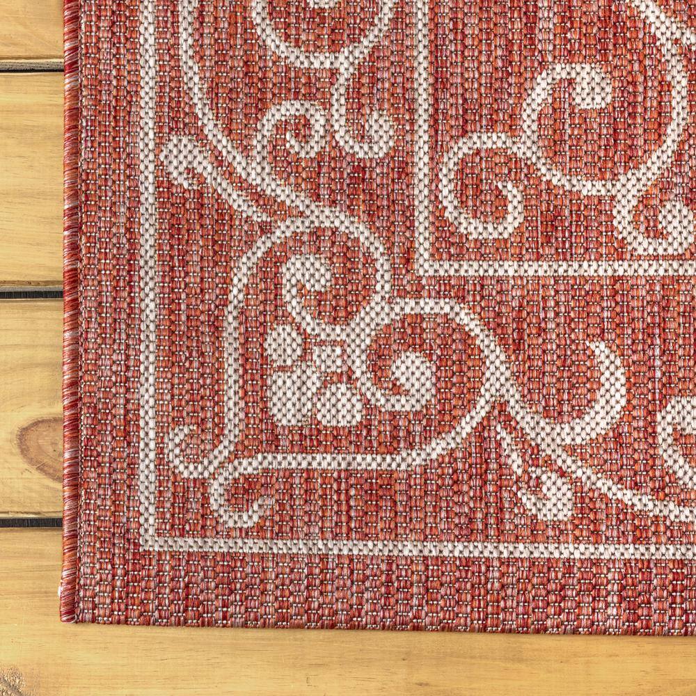 Charleston Red and Beige Filigree 9' x 12' Synthetic Area Rug