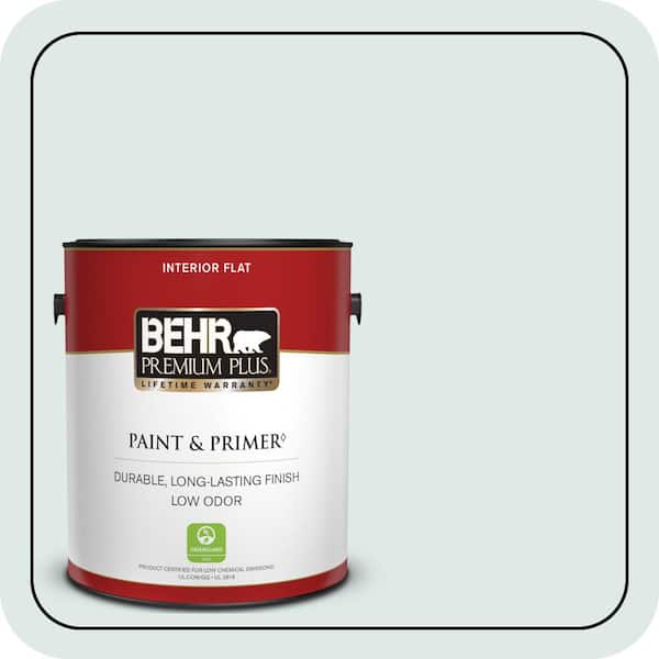 BEHR PREMIUM PLUS 1 gal. #BL-W01 Calm Flat Low Odor Interior Paint & Primer
