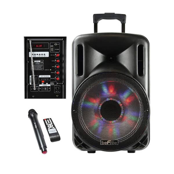 BEFREE SOUND 12 in. 2500-Watt Bluetooth Portable Party PA Speaker with Illuminating Lights