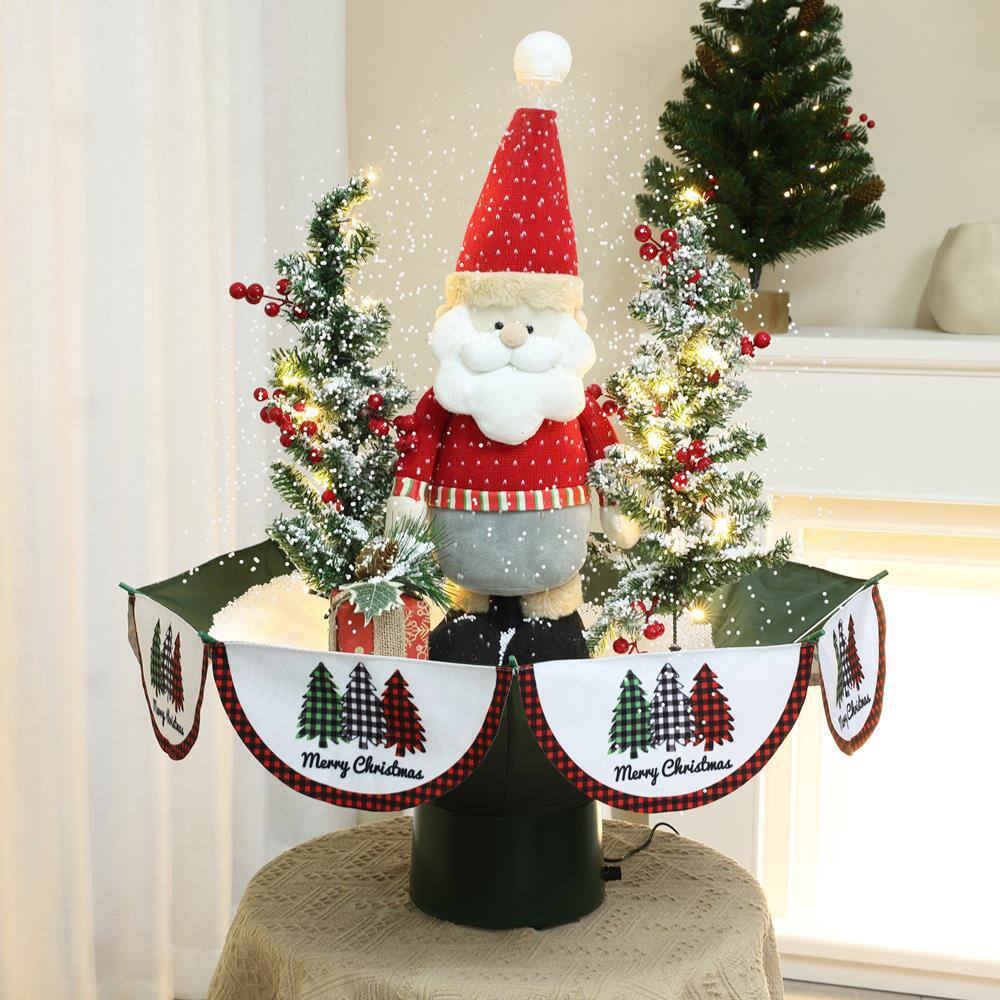 31.5" Red and Green Animated Musical Snowing Christmas Decor with LED Lights