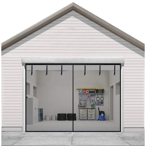 Black Fiberglass 8.3 ft. x 7.15 ft. Magnetic Garage Door Screen, Premium Quality Fiberglass Mesh, Let Fresh Air In